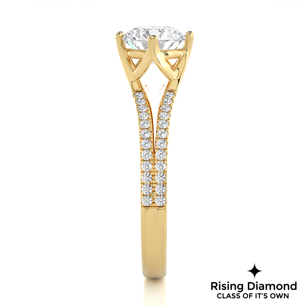 1.01 Ct Round Cut Colorless Moissanite Split Shank Engagement Ring