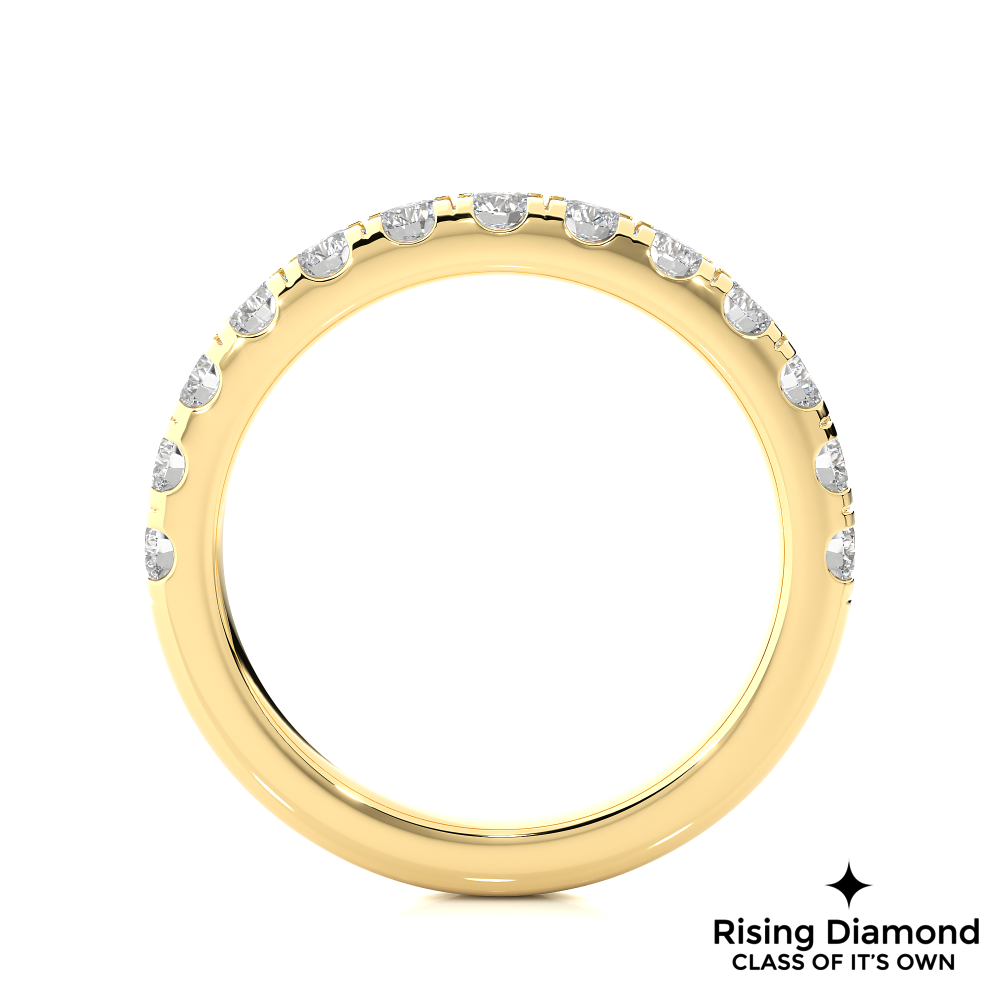 1.01 CTW Round Cut Lab Grown Diamond Half Eternity Wedding Band in V Pave Setting