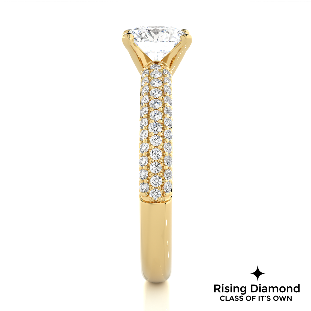1.02 Ct Round Cut Colorless Moissanite Gold Engagement Ring