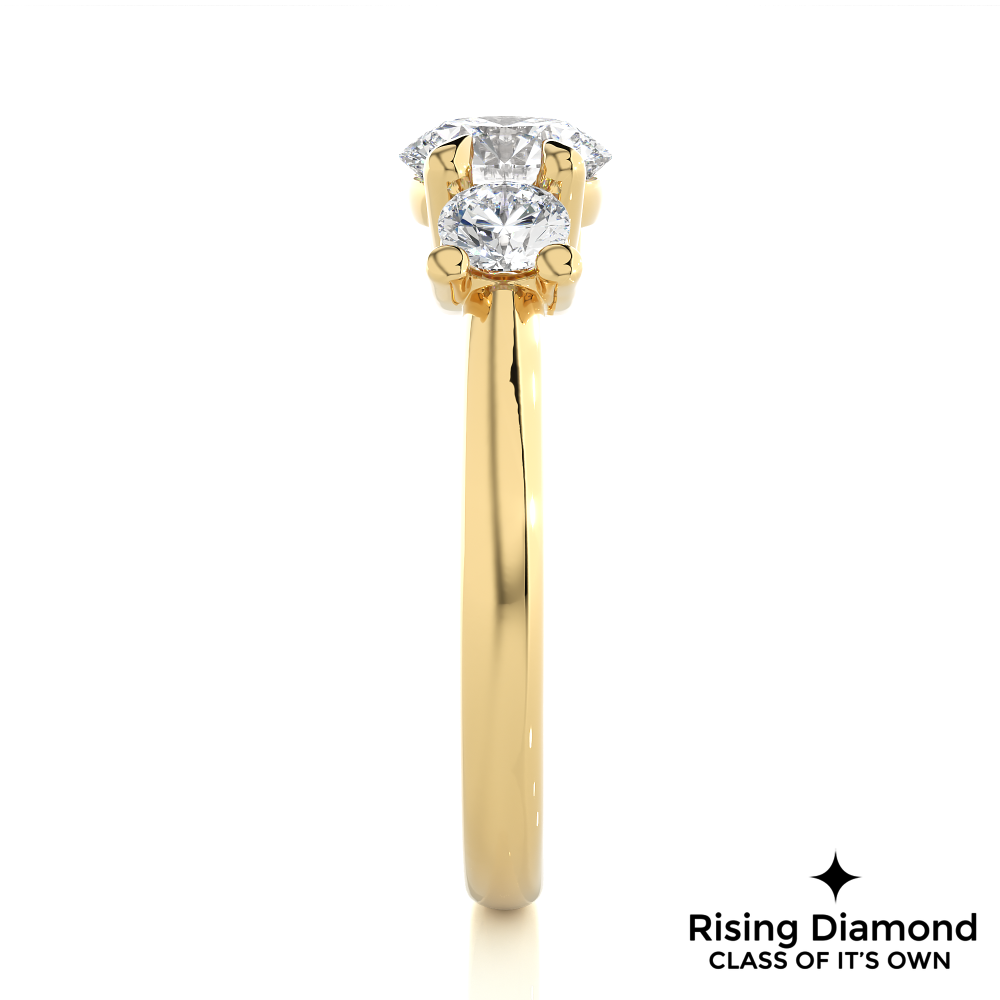 1.48 Ct Round Cut Colorless Moissanite Three Stone Engagement Ring