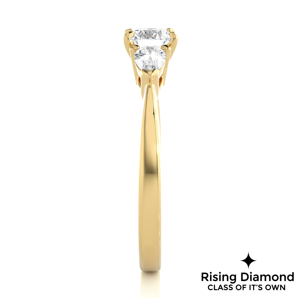 1.16 Ct Round Cut Colorless Moissanite Three Stone Engagement Ring