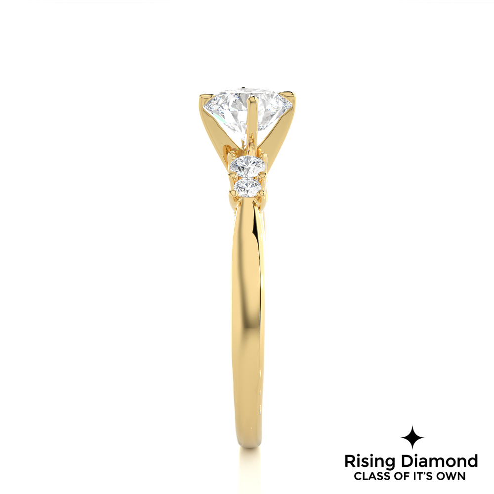 0.97 Ct Round Cut Colorless Moissanite Engagement Ring