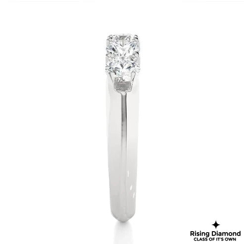 0.92 CTW Round Cut Colorless Moissanite Five Stone Wedding Band