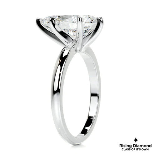 3.91 Ct Pear Cut Colorless Moissanite Solitaire Ring