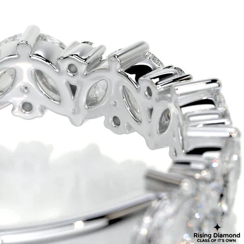 0.85 CTW Marquise and Round Cut Colorless Moissanite Wedding Band