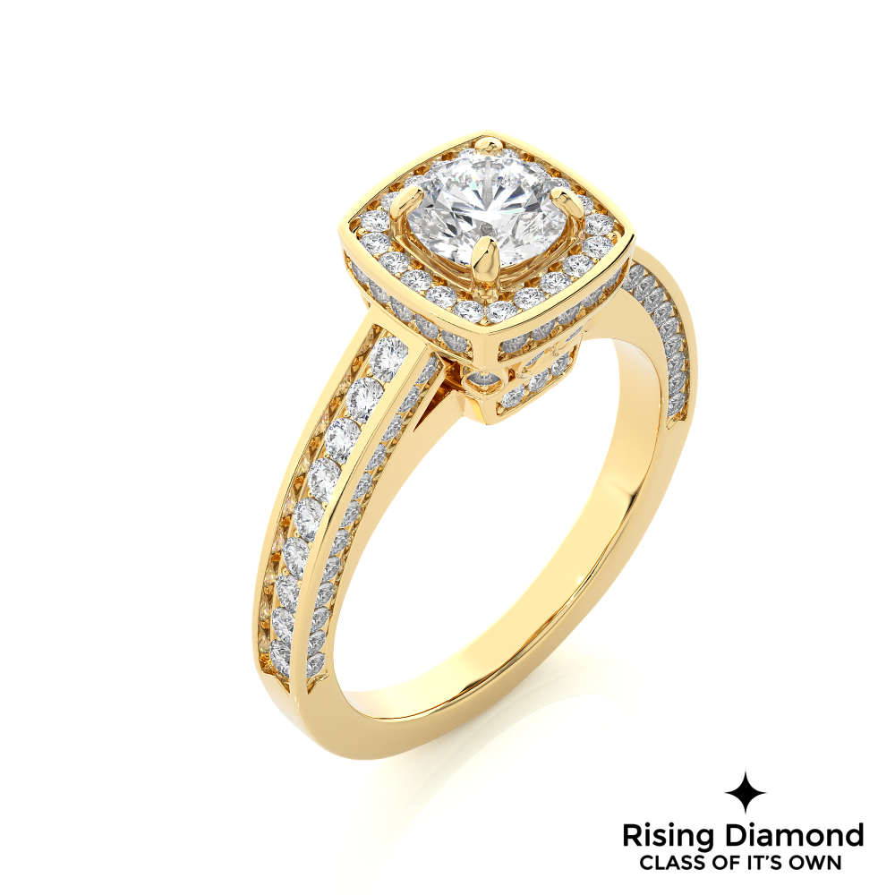 1.01 Ct Round Cut Colorless Moissanite Halo Engagement Ring