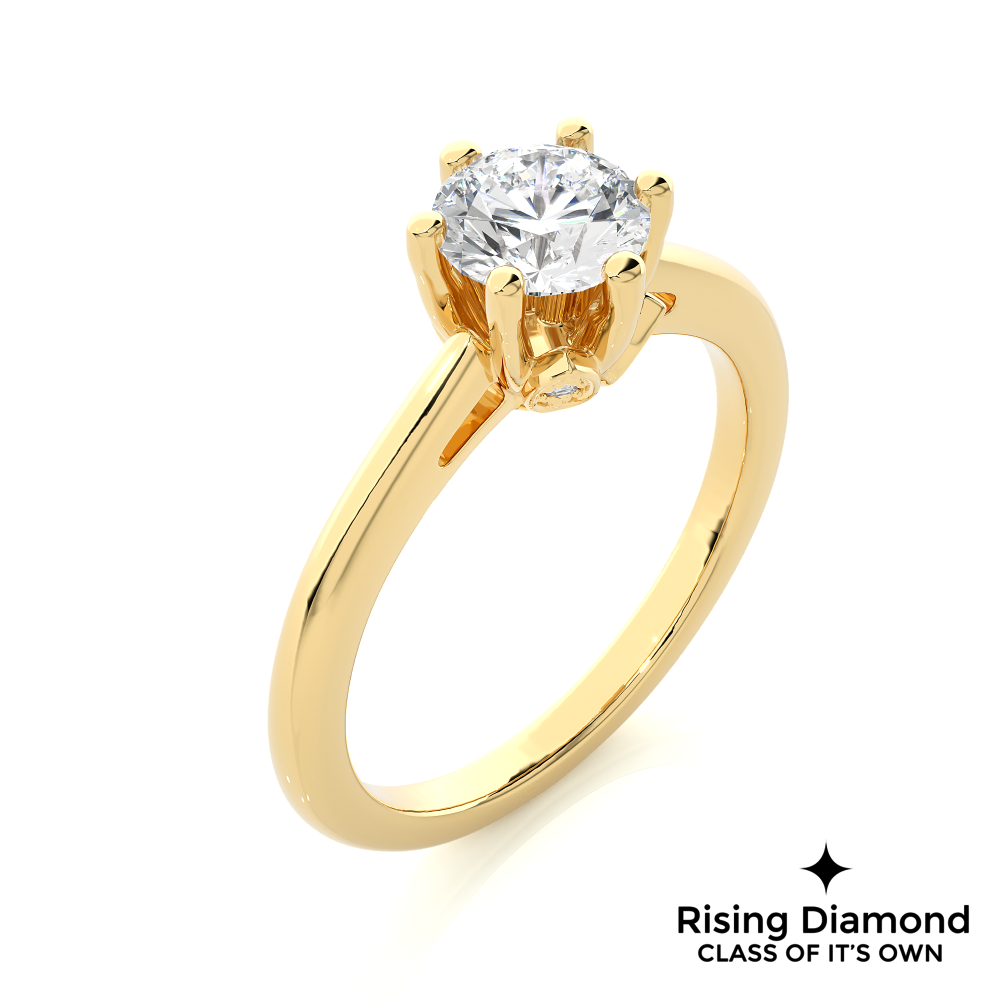 1.03 Ct Round Cut Colorless Moissanite Six Prong Engagement Ring