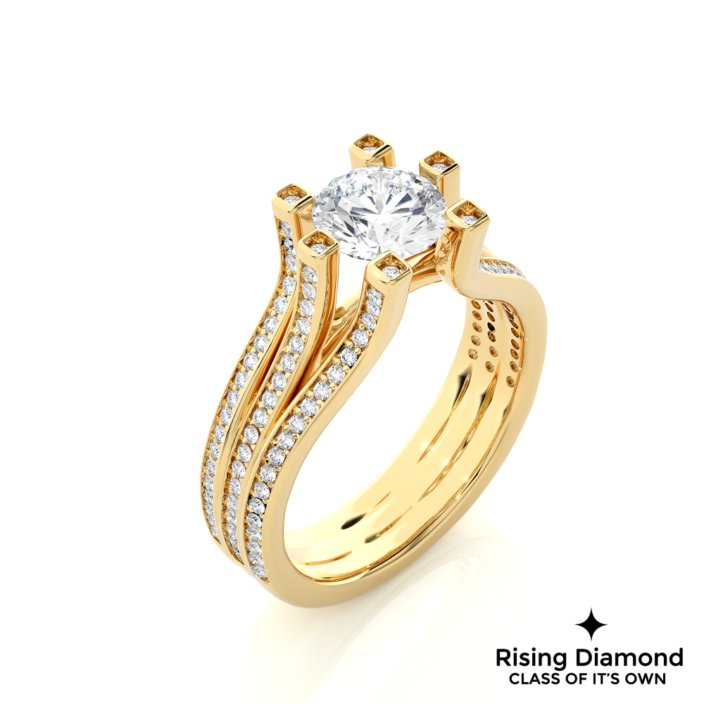 1.04 Ct Round Cut Colorless Moissanite Engagement Ring