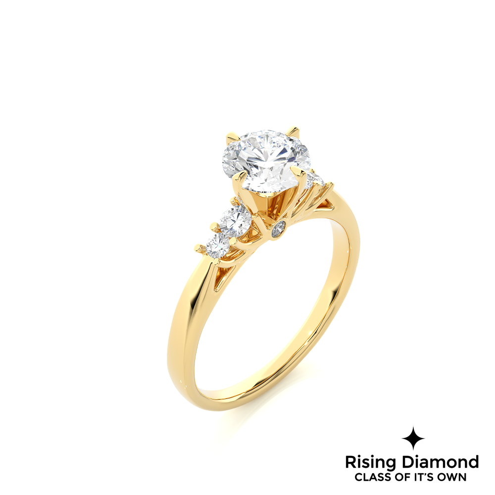 0.97 Ct Round Cut Colorless Moissanite Engagement Ring
