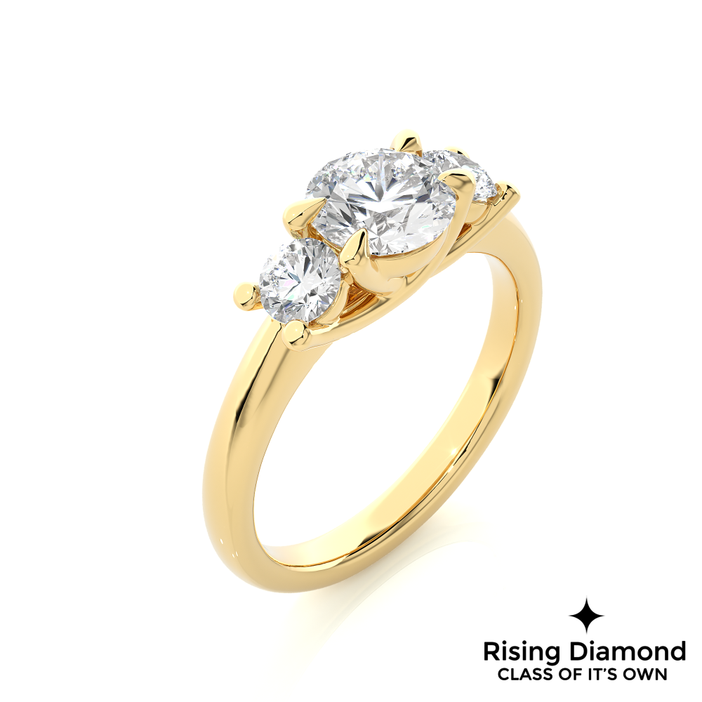 1.48 Ct Round Cut Colorless Moissanite Three Stone Engagement Ring