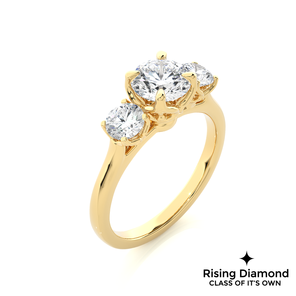 1.48 Ct Round Cut Colorless Moissanite Three Stone Engagement Ring