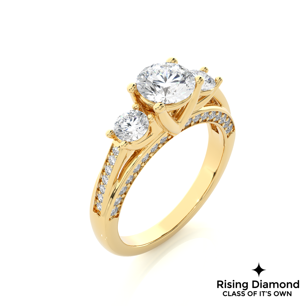 1.58 Ct Round Cut F-VS1 Lab Grown Diamond Gold Engagement Ring
