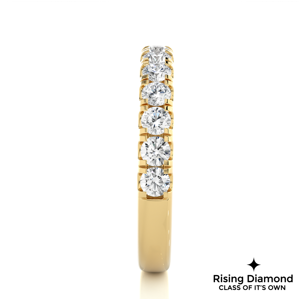 1.01 CTW Round Cut Lab Grown Diamond Half Eternity Wedding Band in V Pave Setting