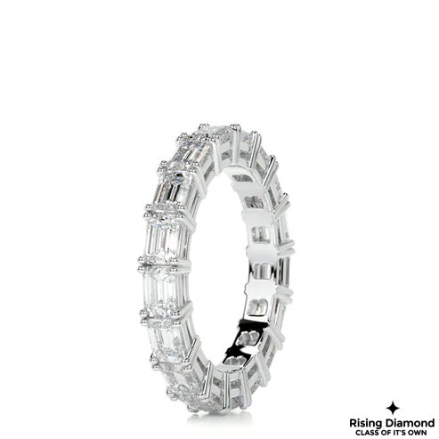 2.85 CTW Emerald Cut Colorless Moissanite Wedding Band
