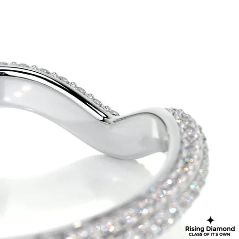 0.75 CTW Round V Shape Colorless Moissanite Micro Pave Wedding Band