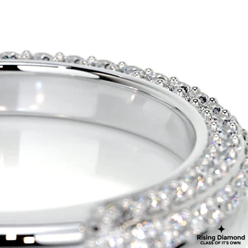 0.75 CTW Round Cut Colorless Moissanite Micro Pave Wedding Band