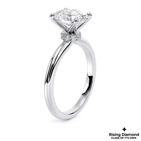 1.55 Ct Oval Cut F-VS2 Lab Grown Diamond Hidden Halo Engagement Ring
