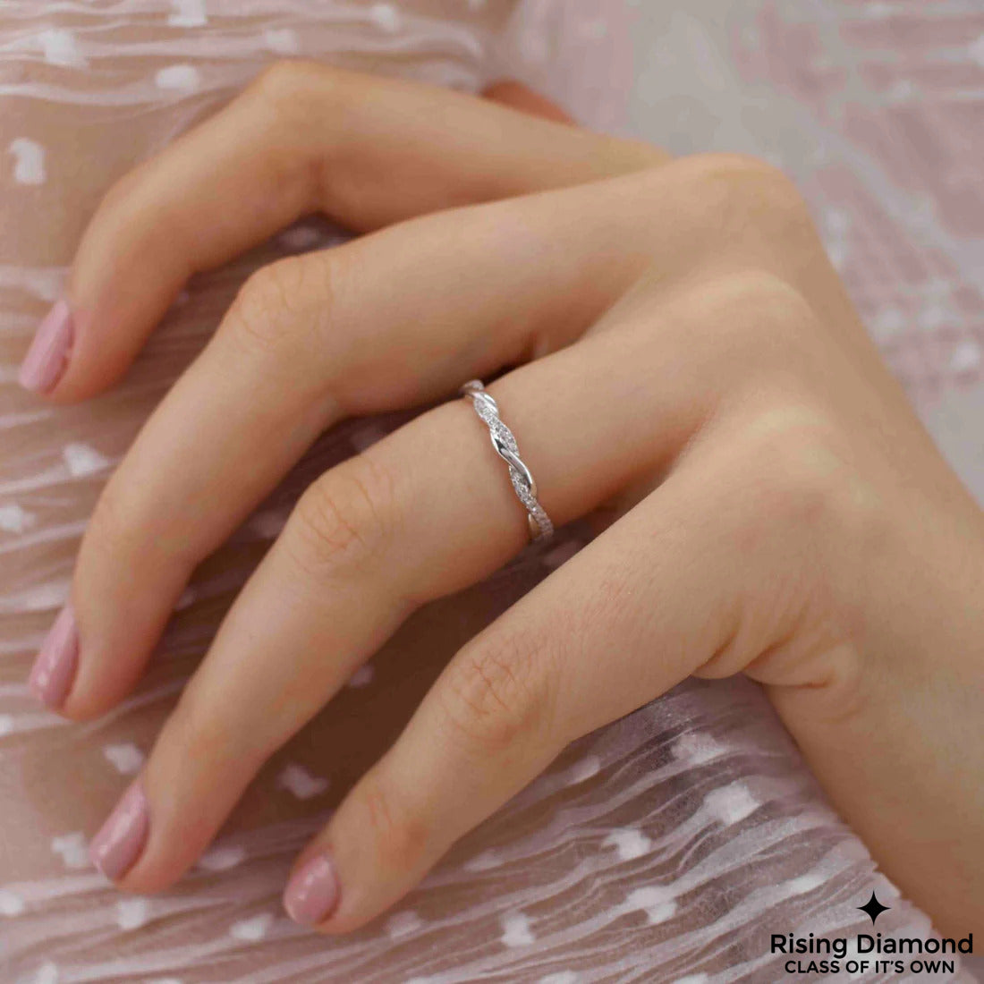 0.26 CTW Round Cut Colorless Moissanite Chanel Band