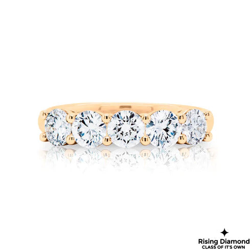 1.5 CTW Round Cut Colorless Moissanite Five Stone Band