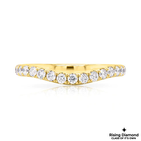 0.60 CTW Round Cut Colorless Moissanite Curved Wedding Band