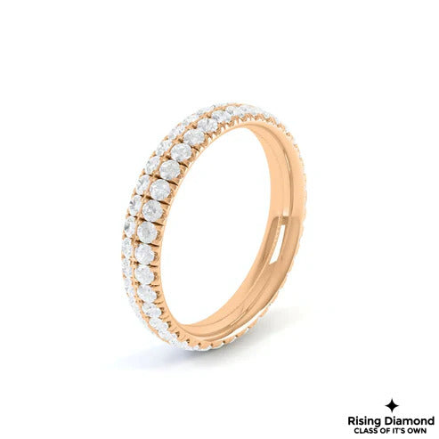 0.66 CTW Round Cut Colorless Moissanite Doble Pave Wedding Band