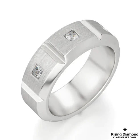 0.35 Ct Princess Cut Colorless Moissanite Gold Wedding Band
