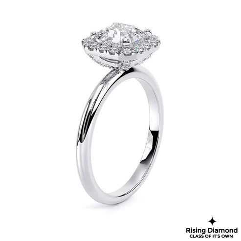 1.25 Ct Asscher F/VS1 Lab Grown Diamond Halo Ring