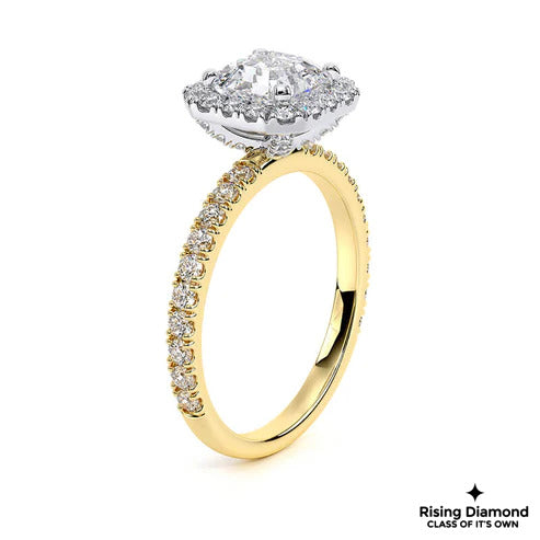 1.20 Ct Asscher Cut G/VS2 Lab Grown Diamond Halo Ring