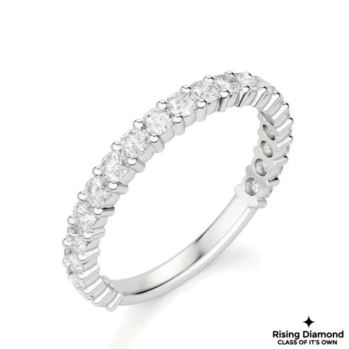 0.42 TCW Round Cut Colorless Moissanite Diamond Gold Wedding Band
