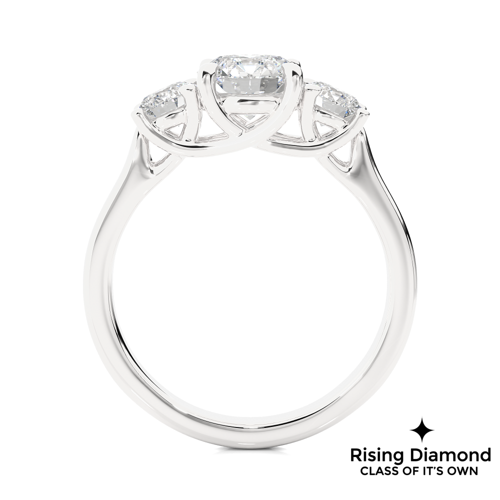 1.90 Ct Round Cut Colorless Moissanite Three Stone Engagement Ring
