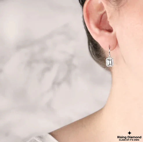 1.35 Ct Each Emerald Cut F-VS2 Lab Grown Diamond Gold Earring