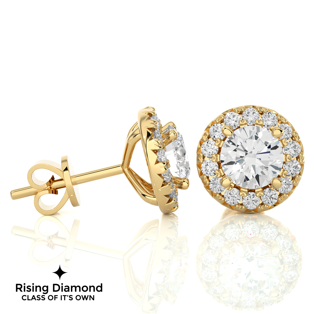 1.15 TCW For Each Round Cut EF-VS Lab Grown Diamond Halo Earring
