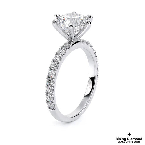 1.15 Ct Round Cut E-VS1 Lab Grown Diamond Six Prong Half Eternity Engagement Ring