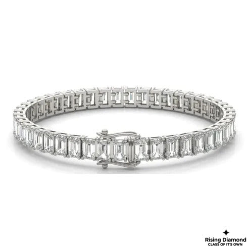 13.25 CTW Emerald Cut Colorless Moissanite Tennis Bracelet