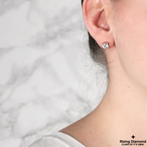 1.00 Ct For Each Asscher Cut Diamond Stud Earring