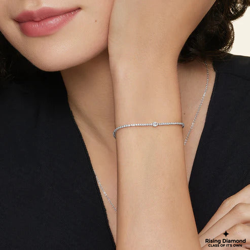 3.35 CTW Round and Pear Cut Colorless Moissanite Tennis Bracelet