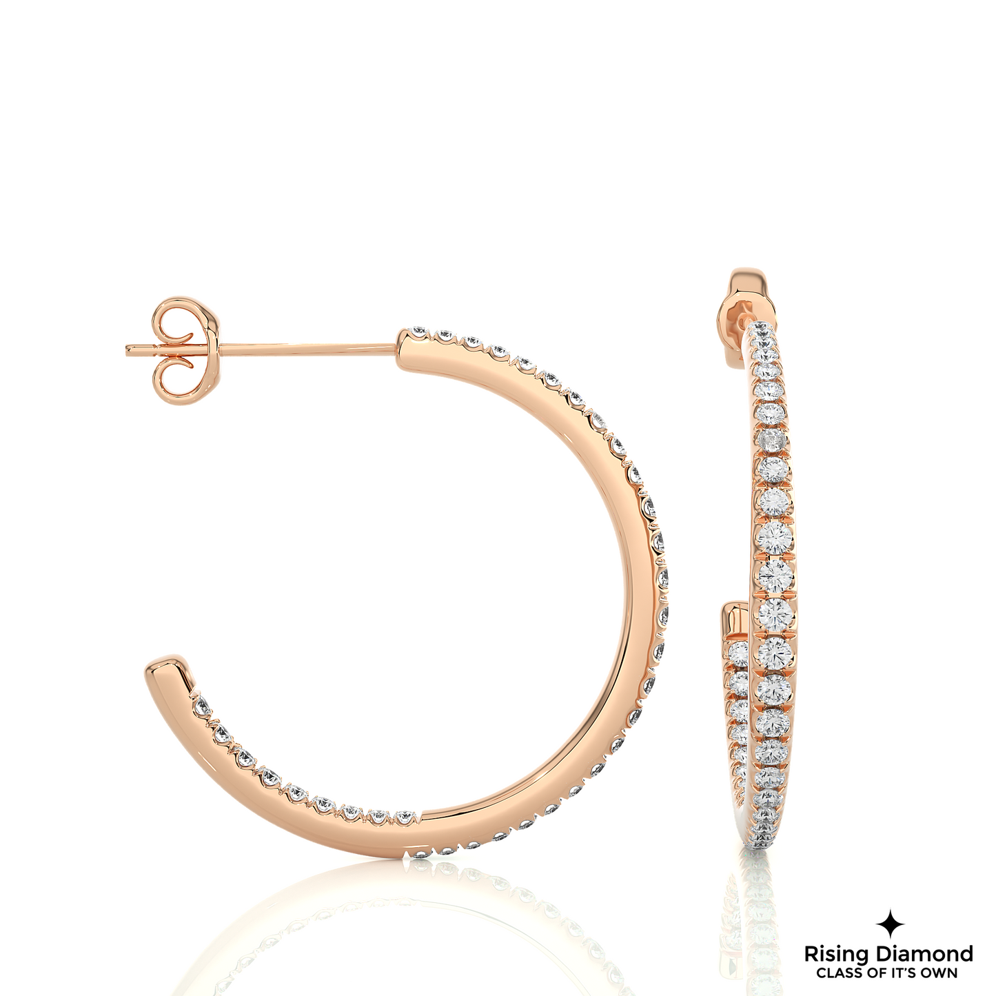 1.02 CTW Round Cut Lab Grown Diamond Hoop Earring With Screw Back Closer