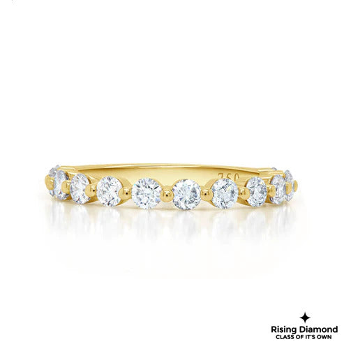 1.06 CTW Round Cut Colorless Moissanite Half Eternity Wedding Band in Bubble Prong Setting