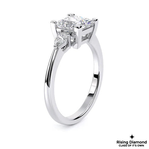1.02 CT E/VS2 Princess Cut Lab Grown Diamond Three Stone Ring