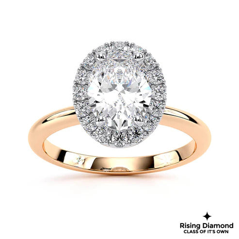 1.95 Ct Oval Cut G-VS1 Lab Grown Diamond Halo Engagement Ring