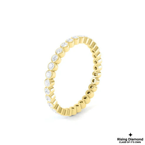 0.55 TCW Round Cut FG-VS Lab Grown Diamond Gold Bezel Wedding Band