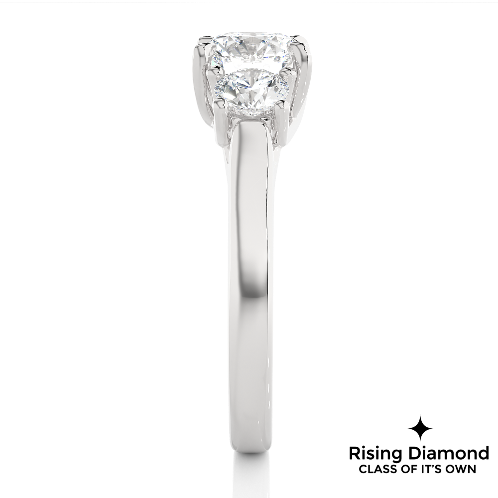 1.90 Ct Round Cut Colorless Moissanite Three Stone Engagement Ring