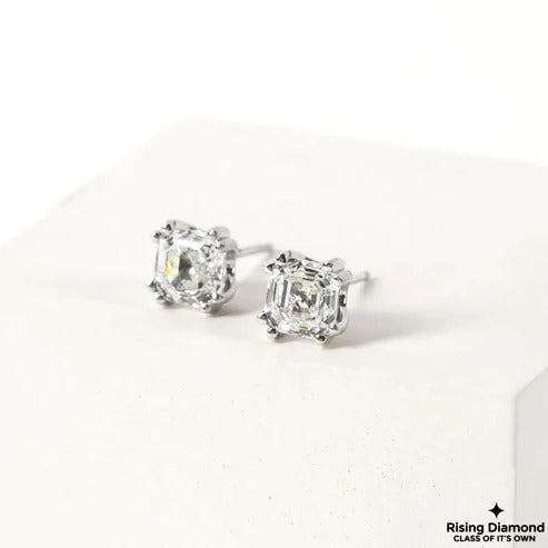 1.00 Ct For Each Asscher Cut Diamond Stud Earring