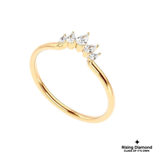 0.20 CTW Pear Cut Colorless Moissanite Curved Band