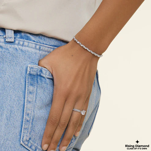 13.28 CTW Round and Pear Cut Colorless Moissanite Bracelet
