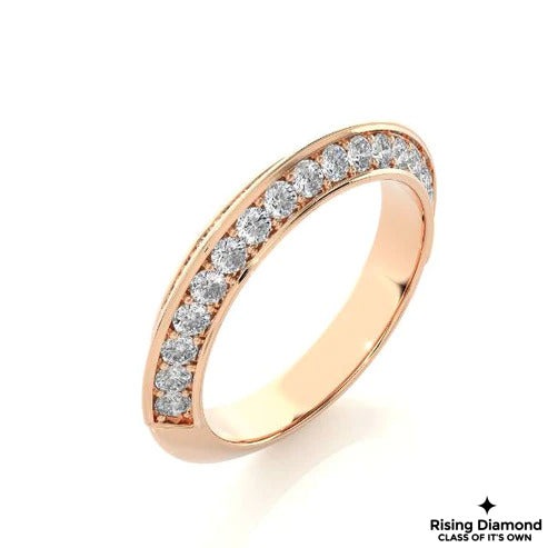 0.66 CTW Round Cut Colorless Moissanite Knife Edge Shank Band