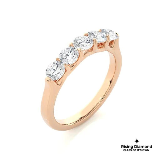 1.5 CTW Round Cut Colorless Moissanite Five Stone Band