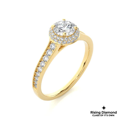 1.02 CT Round E/VS2 Lab Grown Diamond Halo Engagement Ring