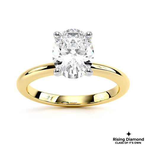 1.55 Ct Oval Cut F-VS2 Lab Grown Diamond Hidden Halo Engagement Ring