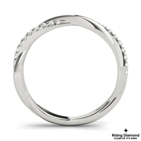 0.25 CTW Round Cut Colorless Moissanite Twisted Shank Wedding Band